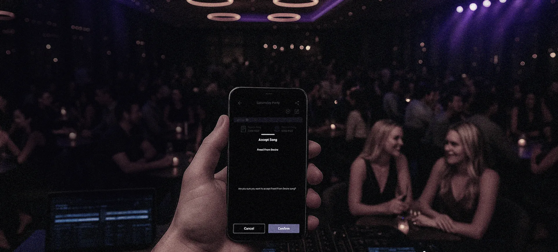 Live band accepts a song request through the Jukebox performer app.